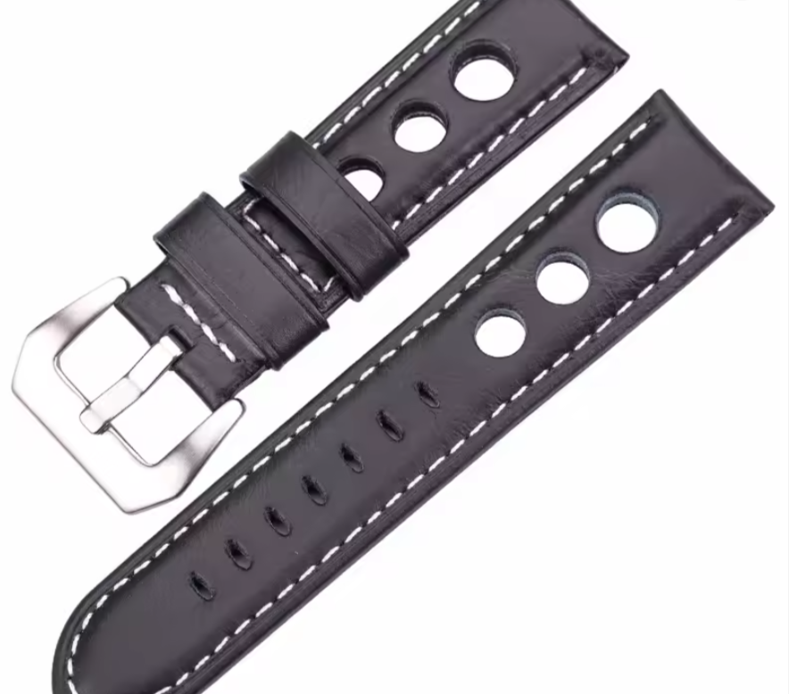 Racing Leather Watch Strap 20mm – Perforated Motorsport Style image 1